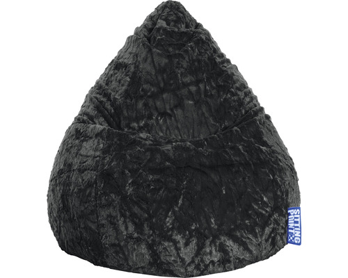 Sitzsack Sitting Point Beanbag Fluffy L ca. 120 Liter schwarz 70x90 cm Schwarzer Sitzsack aus Samt