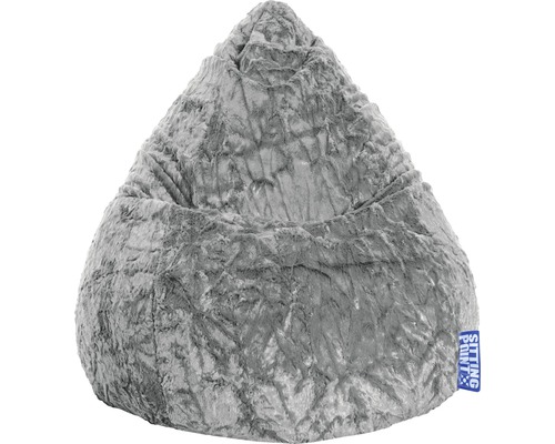 Sitzsack Sitting Point Beanbag Fluffy L ca. 120 Liter grau 70x90 cm Grauer Sitzsack aus Kunstfell