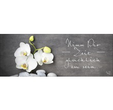 Glasbild Wellness Slogan I 30x80 cm