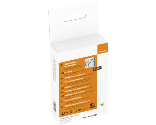 fermacell Schnellbauschrauben für Gipsfaserplatten 3,9 x 30 mm Pack = 250 St fermacell Schnellbauschrauben für Gipsfaserplatten 3,9 x 30 mm Pack = 250 St
