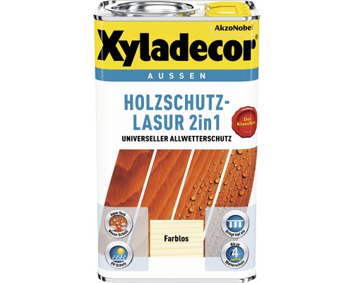 Xyladecor Lasure de protection pour bois 2en1 incolore 2,5 l Xyladecor Lasure de protection du bois 2en1 incolore pour l''extérieur