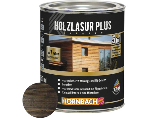 Lasure pour bois Plus ebony 750 ml Pot de lasure pour bois Plus, convient pour l''extérieur, avec jusqu''à 7 ans de protection longue durée