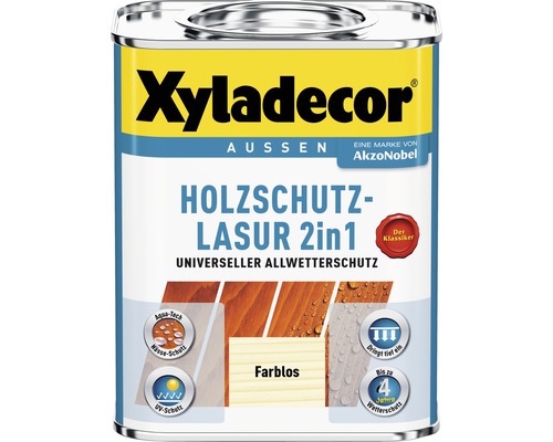 Xyladecor Lasure de protection pour bois 2en1 palissandre 2,5 l Lasure de protection du bois d''extérieur 2en1 Xyladecor en pot métallique