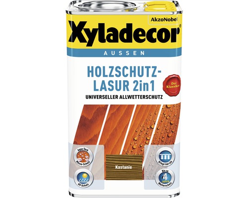 Xyladecor Lasure de protection pour bois 2en1 châtaigne 2,5 l Xyladecor Lasure de protection du bois 2en1 Châtaigne pour l''extérieur