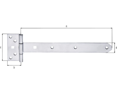 Schéma technique d''une penture en T avec dimensions