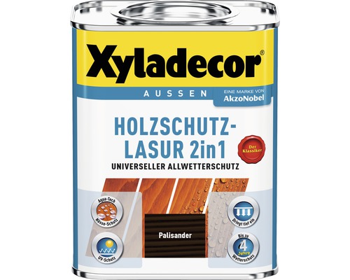 Xyladecor Holzschutzlasur 2in1 palisander 750 ml Xyladecor Holzschutzlasur 2in1 Palisander für den Aussenbereich