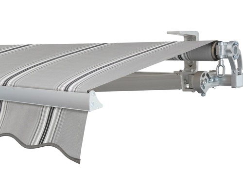 SOLUNA Gelenkarmmarkise Concept 3x2 Stoff Dessin A131 Gestell Silber E6EV1 eloxiert Antrieb rechts inkl. Kurbel