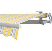 SOLUNA Gelenkarmmarkise Concept 3,5x2,5 Stoff Dessin 6292 Gestell Silber E6EV1 eloxiert Antrieb rechts inkl. Motor und Wandschalter