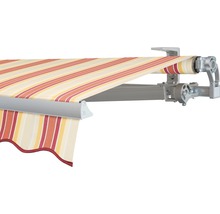 Store banne avec tissu rayé et structure argentée