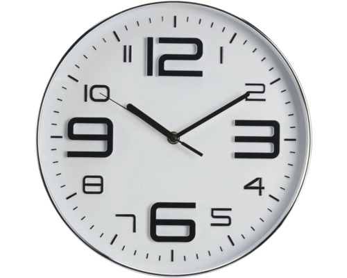 Horloge murale 3D argent-blanc Ø 30 cm