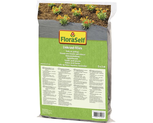 Intissé contre les mauvaises herbes FloraSelf 30 g/m² 5 x 1 m Toile de paillage FloraSelf, 5 x 1 mètre, emballée