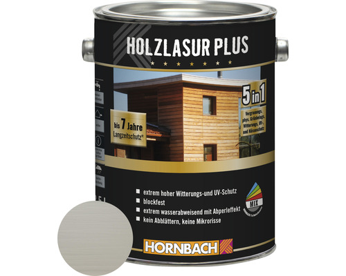 HORNBACH Holzlasur Plus silbergrau 2,5 L Holzlasur Plus Dose mit Langzeitschutz bis zu sieben Jahren