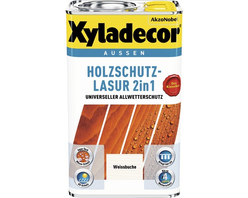 Xyladecor Lasure de protection pour bois 2en1 hêtre blanc 2,5 l Xyladecor lasure de protection du bois 2en1 Hêtre blanc pour l''extérieur