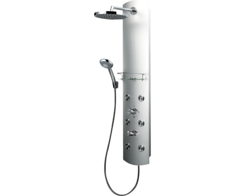 Panneau de douche Schulte avec thermostat et pommeau au style alu-chromé (D9675 41)