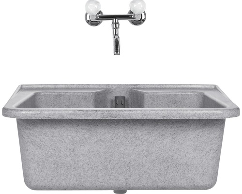 Bac d''évier gris avec robinet mural