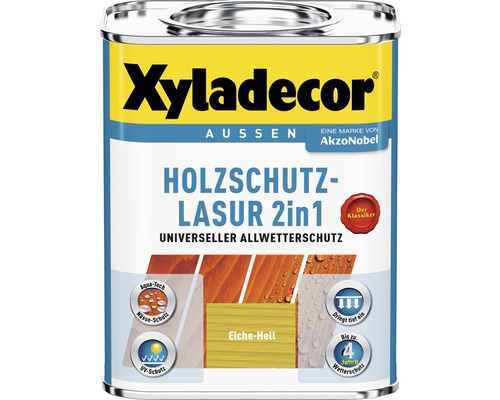 Xyladecor Holzschutzlasur eiche hell 750 ml Xyladecor Holzschutzlasur 2in1 Dose für den Aussenbereich