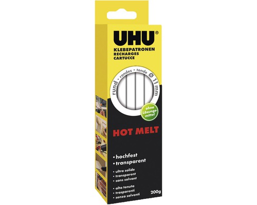 Bâtonnets de colle chaude Uhu transparents 200 g Uhu cartouches de colle thermofusible diamètre 11 mm