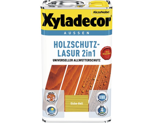 Lasure de protection Xyladecor chêne clair 2,5 L Xyladecor Lasure de protection du bois 2en1, boîte pour l''extérieur