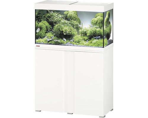 Ensemble d'aquariums EHEIM Vivaline 126 LED avec éclairage à LED, chauffage, filtre et meuble bas blanc