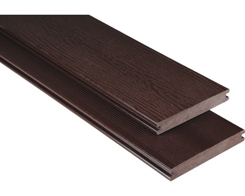 Planche pour terrasse WPC massif avec structure marron chocolat 20x145x3000 mm