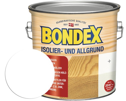 Peinture isolante BONDEX Allgrund blanc 2,5 l Seau d''apprêt isolant et universel pour bois Bondex