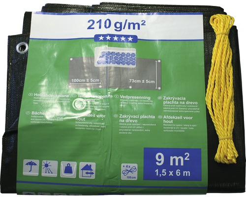 Bâche de protection pour bois neuf mètres carrés avec cordon jaune