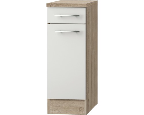 Meuble bas Dakar blanc brillant satiné (lxHxp) 30.0x84.8x60.0 cm Meuble bas avec tiroir et porte pour salle de bains
