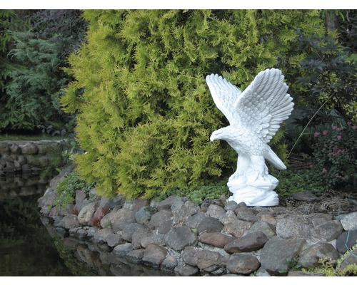 Gartenfigur Adler gross 21x19x60 cm weiss