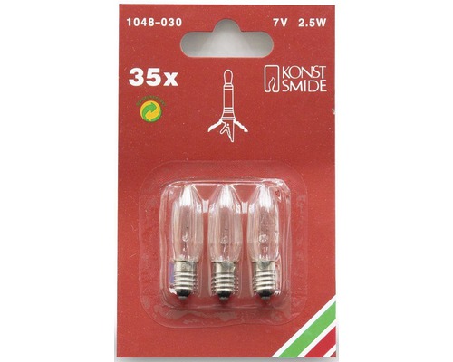 Ampoules de remplacement pour bougies d''arbre de Noël 7 volts 2,5 watts en pack de 35