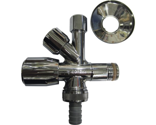 Robinet d''équerre avec rosette pour installations sanitaires