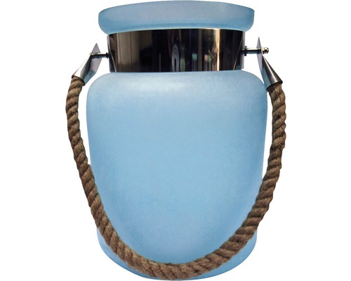 Lanterne en verre 16.5x16.5x20 cm bleu