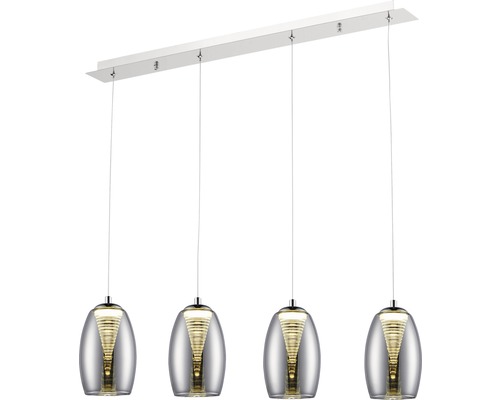 LED Pendelleuchte Metropolis easydim chrom/rauchglas dimmbar mit Leuchtmittel 4-flammig 4x500 lm 3000 K warmweiss B 720 mm