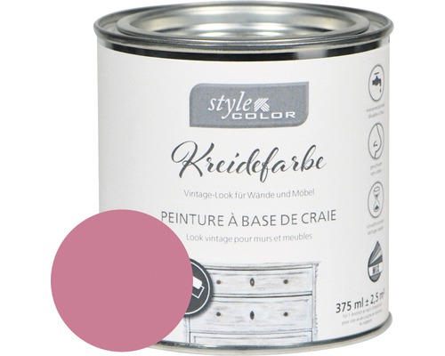 Peinture à la chaux StyleColor pink flower 375 ml Style Color peinture à la craie pour murs et meubles au look vintage, boîte de 375 ml