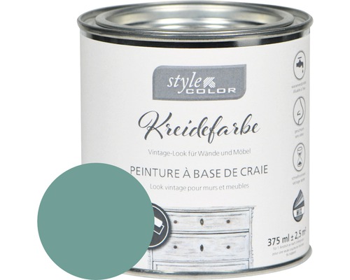 Peinture à la chaux StyleColor cottage green 375 ml Pot de peinture à la craie pour murs et meubles