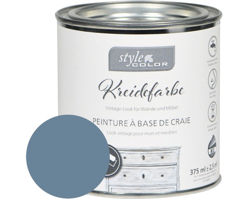 Peinture à la chaux StyleColor blue jeans 375 ml Pot de peinture à la craie pour murs et meubles