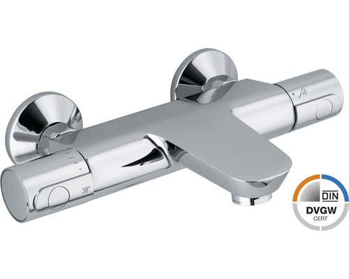 Robinet de baignoire avec thermostat AVITAL PESCARA contrôlé selon DVGW chrome Mitigeur thermostatique apparent avec certification DIN DVGW
