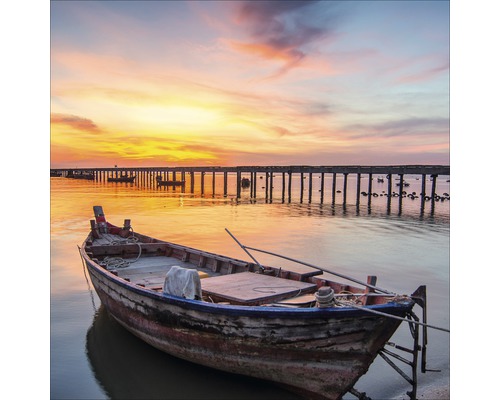 Glasbild Lonely Boat 50x50 cm