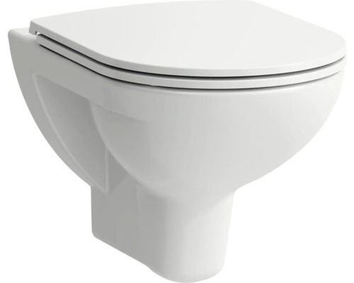 Ensemble de WC mural LAUFEN Pro cuvette à fond creux sans bride de rinçage blanc brillant avec abattant WC H8669510000001