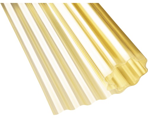 Bande ondulée Gutta polyester jaune transparent 76/18 30 m x 2 m rouleau = 60 m² Plaque ondulée translucide pour toiture