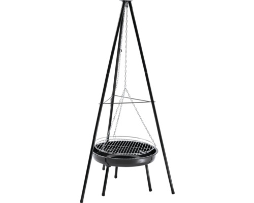 Schwenkgrill Holzkohlegrill höhenverstellbar emailierter Feuerschüssel schwarz Ø 50 H 162 cm-0