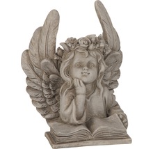 Engel-Gartenfigur mit Buch und Flügeln