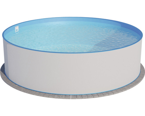 Kit de piscine hors sol avec paroi en acier Planet Pool Exklusiv ronde Ø 300x120 cm avec groupe de filtration à sable, skimmer encastré, sable de filtration et flexible de raccordement blanc