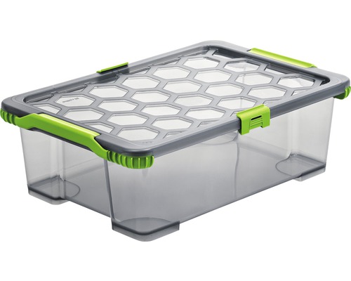 Boîte de rangement Evo Total Protection 30 l anthracite vert 59x39,5x18,5 cm Boîte de rangement en plastique avec couvercle