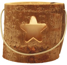 Holztopf mit Sternausschnitt und Metallgriff