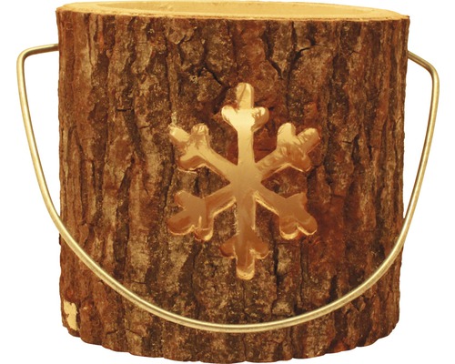 Laterne Holz Sternflocke Ø 18 x H 15 cm braun Laterne Holz Sternflocke Ø 18 x H 15 cm braun