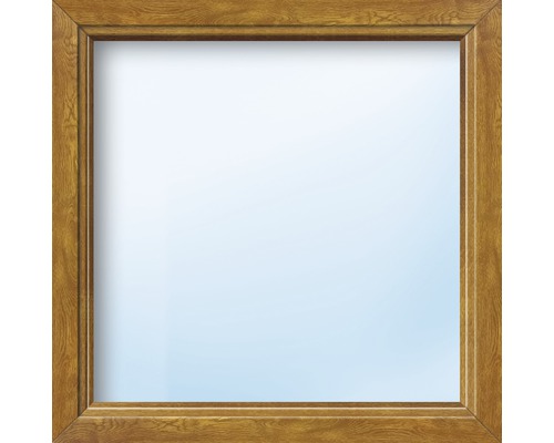 Élément fixe de fenêtre en plastique ARON Basic blanc/golden oak 850x850 mm (ne peut pas être ouvert)