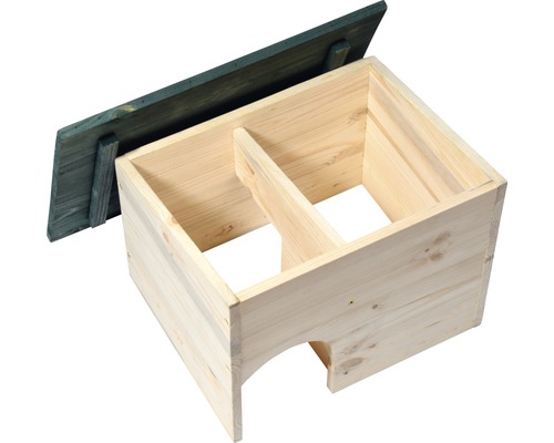 Nichoir en bois avec deux compartiments et toit amovible