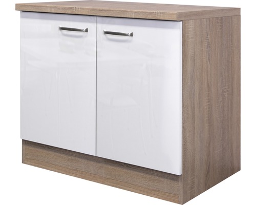 Spülunterschrank Flex Well Valero Breite 100 cm weiss hochglanz