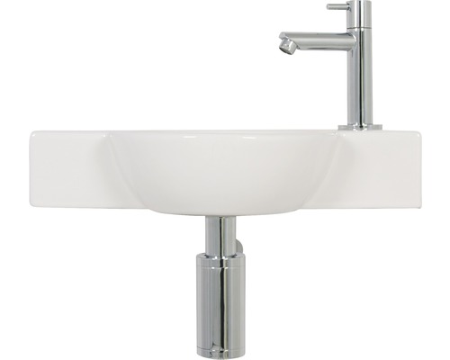 Keramikwaschtisch mit Armatur und Siphon