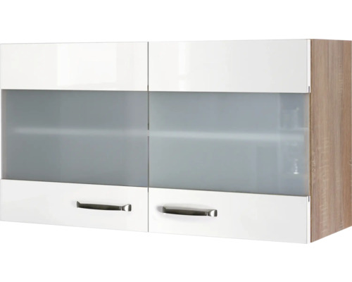 Glas-Hängeschrank Flex Well Valero Breite 100 cm weiss hochglanz